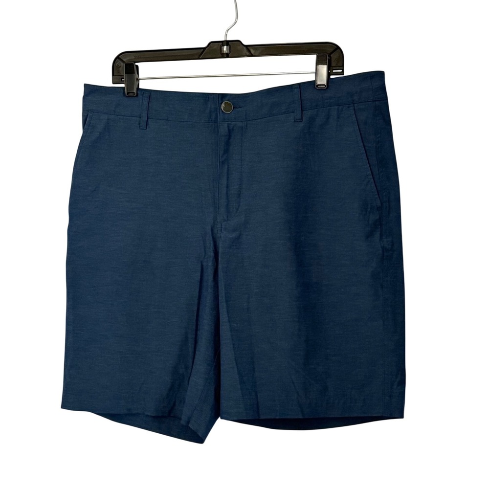 Faherty All Day Shorts 9in Blue Flat Front Stretch Hybrid - 36